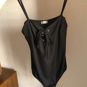Free people intimately laced up black body suit